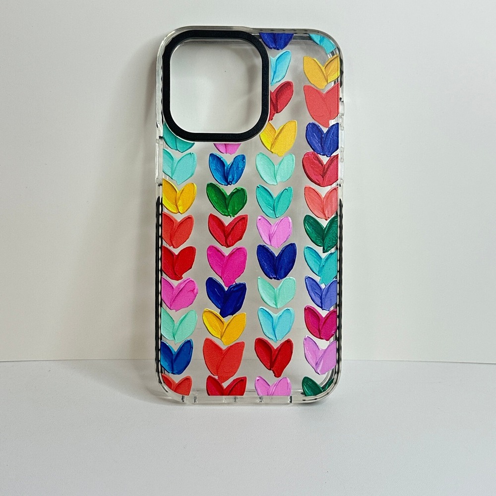 Multi Color Daub Loving Heart Bumper Phone Case for iPhone 15 Pro Max